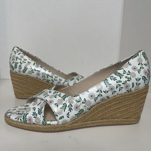 Jack Rogers - Criss-Cross Wedge Espadrilles - Palmer - White Daisy - 9 NWOB